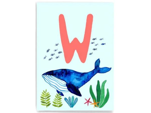Frau Ottilie ABC Karte - W wie Wal - Tier ABC