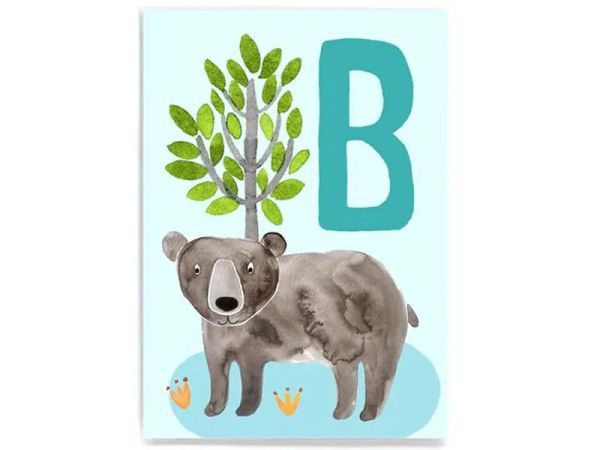 Frau Ottilie ABC Karte - B wie Bär - Tier ABC