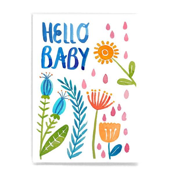 Frau Ottilie Postkarte - Hello Baby - Blumen