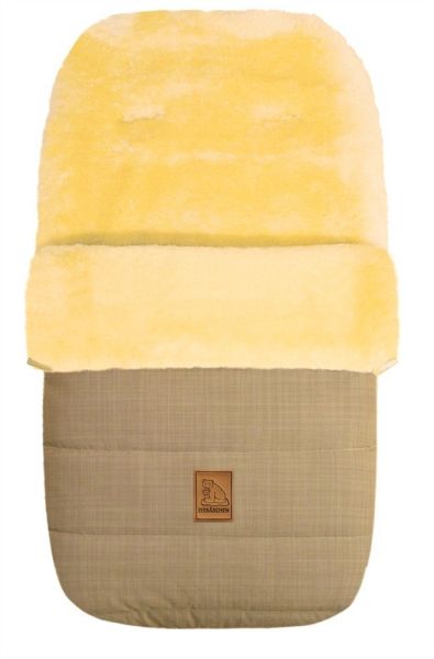 Lammfellfußsack Eisbärchen - beige meliert