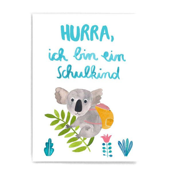 Frau Ottilie Postkarte - Schulkind - Koala